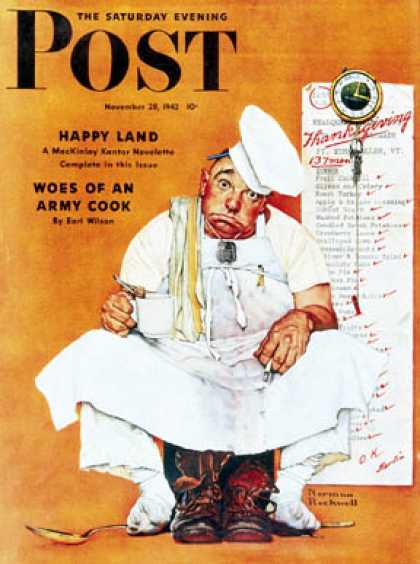 Saturday Evening Post - 1942-11-28: "Thanksgiving Day Blues" (Norman Rockwell)