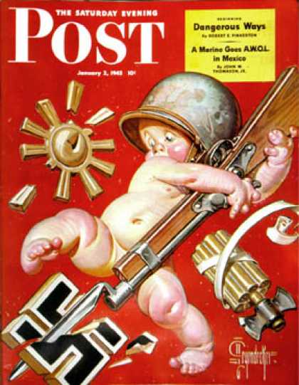 Saturday Evening Post - 1943-01-02: Baby New Year at War (J.C. Leyendecker)