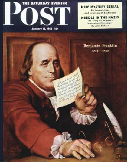 Saturday Evening Post - 1943-01-16: Benjamin Franklin (John Falter)