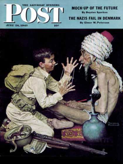 Saturday Evening Post - 1943-06-26: "Willie's Rope Trick" (Norman Rockwell)