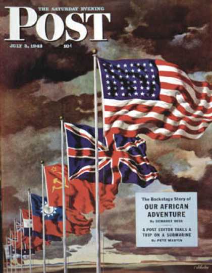 Saturday Evening Post - 1943-07-03: Allied Forces Flags (John Atherton)