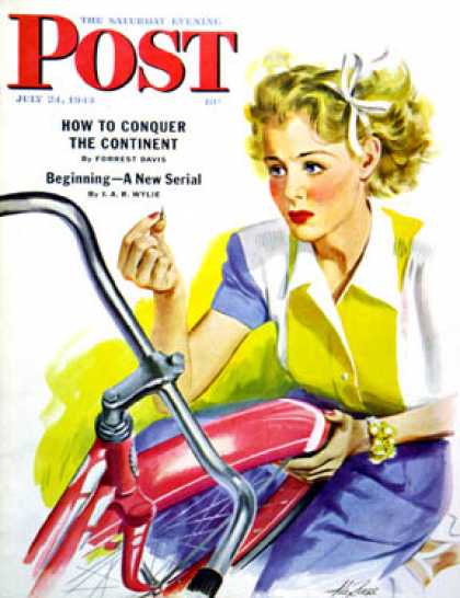 Saturday Evening Post - 1943-07-24: Flat Bike Tire (Alex Ross)