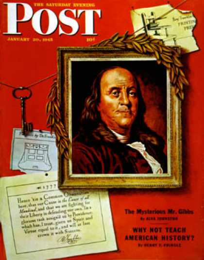 Saturday Evening Post - 1945-01-20: Portrait of Franklin (John Atherton)