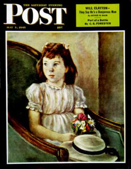 Saturday Evening Post - 1945-05-05: Portrait of Little Girl (Alexander Brook)