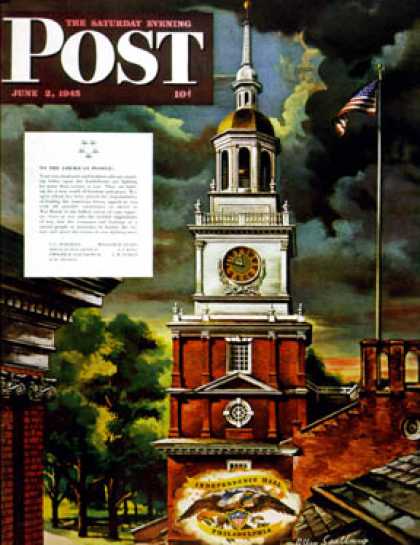 Saturday Evening Post - 1945-06-02: Independence Hall, Philadelphia, Pa. (Allen Saalburg)