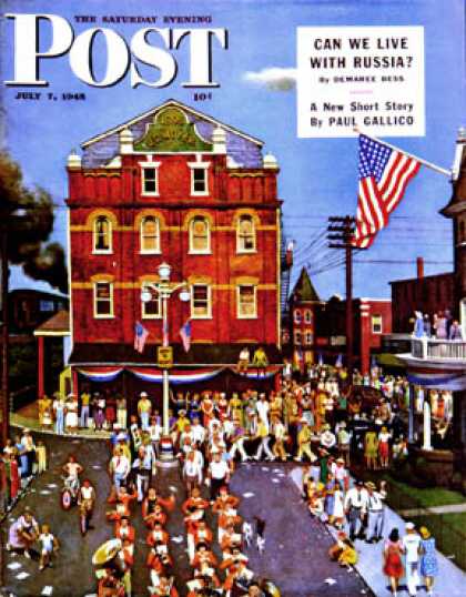 Saturday Evening Post - 1945-07-07: Independence Parade (John Falter)