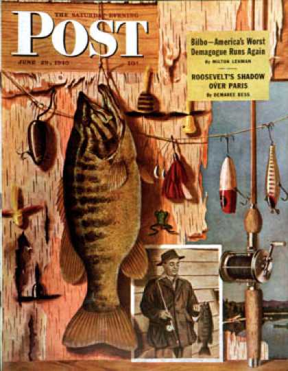 Saturday Evening Post - 1946-06-29: Fishing Still Life (John Atherton)