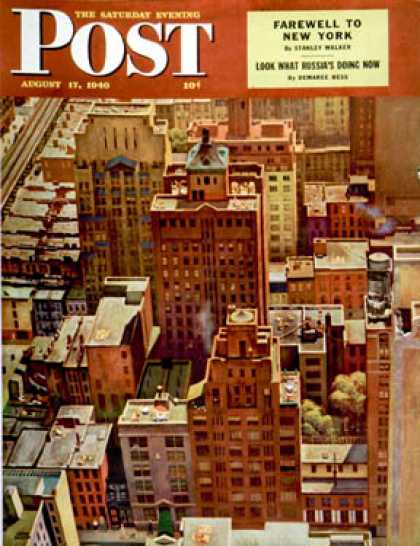 Saturday Evening Post - 1946-08-17: Bird's-Eye View of New York City (John Falter)