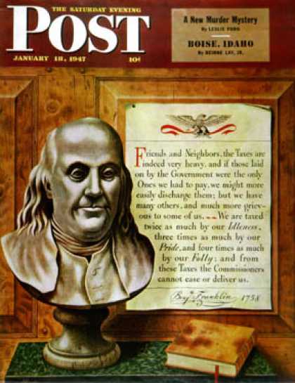 Saturday Evening Post - 1947-01-18: Benjamin Franklin, 1947 (John Atherton)