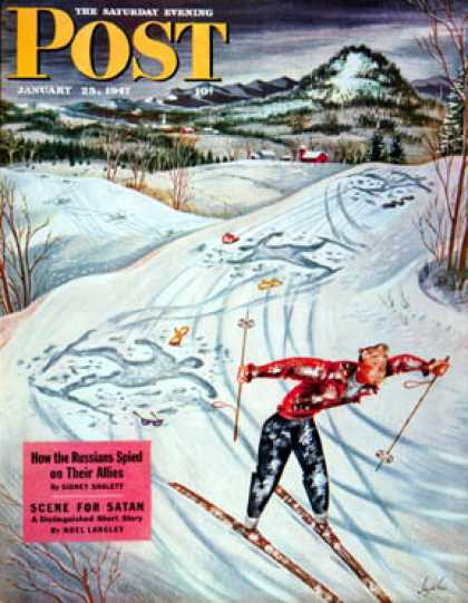 Saturday Evening Post - 1947-01-25: Snow Skiier After the Falls (Constantin Alajalov)