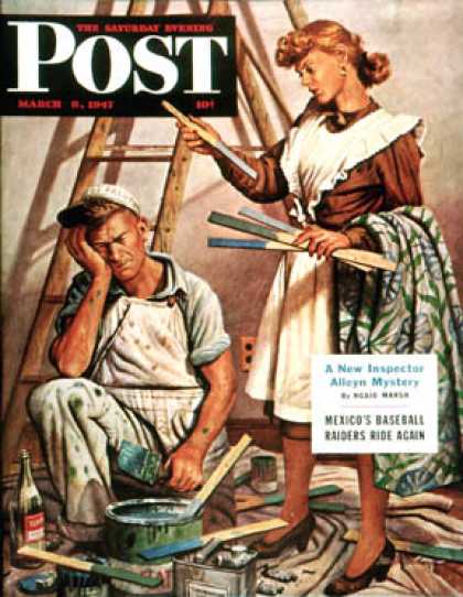 Saturday Evening Post - 1947-03-08: Picking the Right Color (Stevan Dohanos)