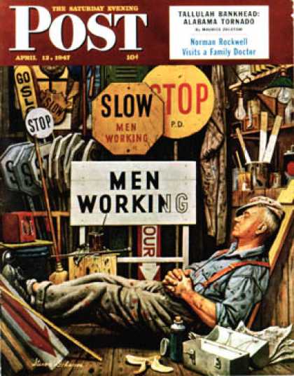 Saturday Evening Post - 1947-04-12: Men Working (Stevan Dohanos)