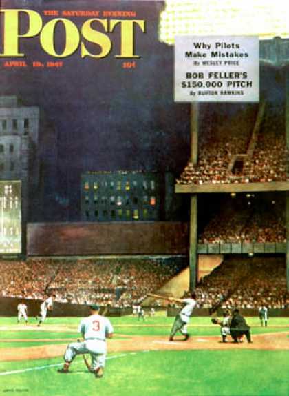 Saturday Evening Post - 1947-04-19: Yankee Stadium (John Falter)