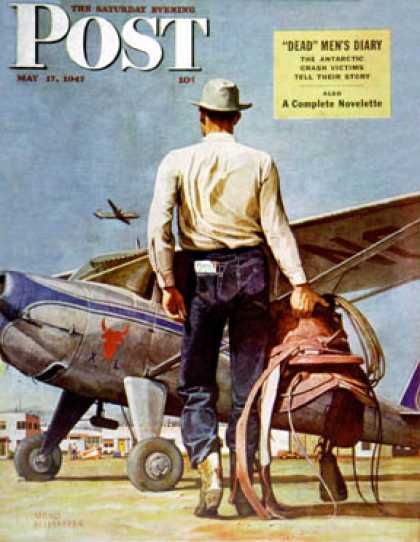 Saturday Evening Post - 1947-05-17: Flying Cowboy (Mead Schaeffer)