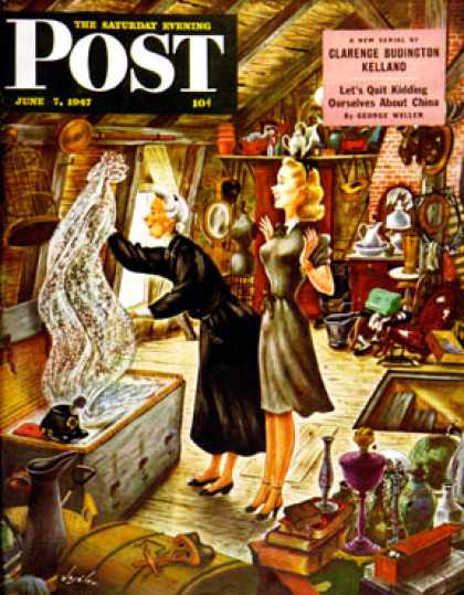 Saturday Evening Post - 1947-06-07: Attic Treasure (Constantin Alajalov)