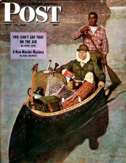 Saturday Evening Post - 1947-07-12: Canoe Fishing Trip (Mead Schaeffer)