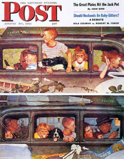 Saturday Evening Post - 1947-08-30: "Outing" or "Coming and   Going" (Norman Rockwell)