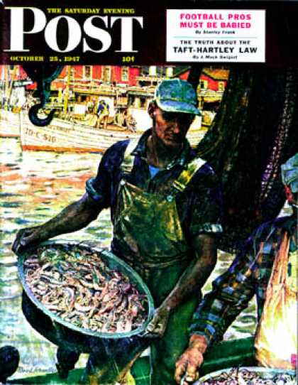 Saturday Evening Post - 1947-10-25: Shrimpers (Mead Schaeffer)