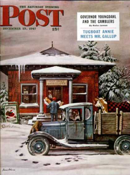 Saturday Evening Post - 1947-12-13: Rural Post Office at Christmas (Stevan Dohanos)