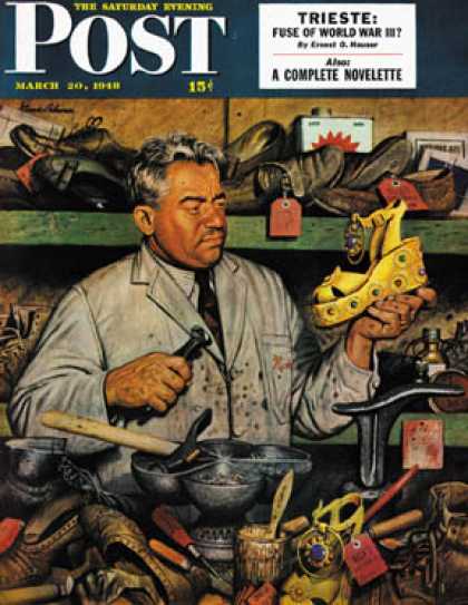 Saturday Evening Post - 1948-03-20: Shoe Repairman (Stevan Dohanos)