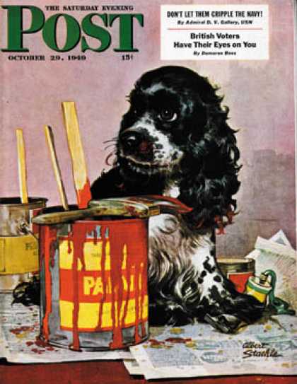 Saturday Evening Post - 1949-10-29: Butch & Paint Cans (Albert Staehle)