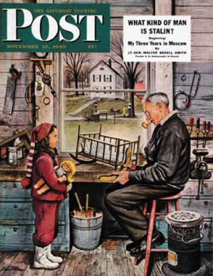 Saturday Evening Post - 1949-11-12: Grandpa's Workshop (Stevan Dohanos)