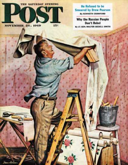 Saturday Evening Post - 1949-11-26: Renegade Wallpaper (Stevan Dohanos)