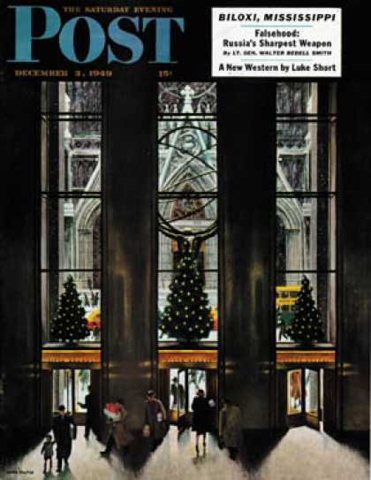Saturday Evening Post - 1949-12-03: St. Patrick's Cathedral at Christmas (John Falter)