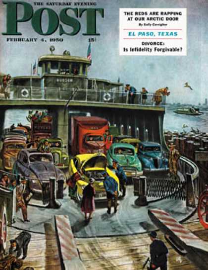 Saturday Evening Post - 1950-02-04: Hudson Ferry (Thornton Utz)