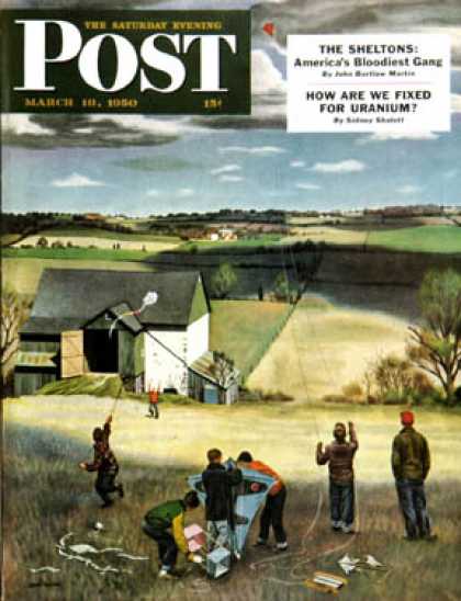 Saturday Evening Post - 1950-03-18: Flying Kites (John Falter)