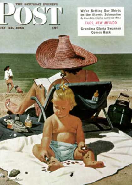 Saturday Evening Post - 1950-07-22: Baby & Nail Polish (Stevan Dohanos)