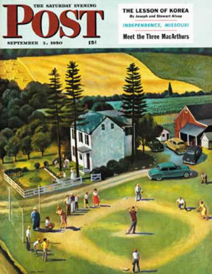 Saturday Evening Post - 1950-09-02: Family Baseball (John Falter)