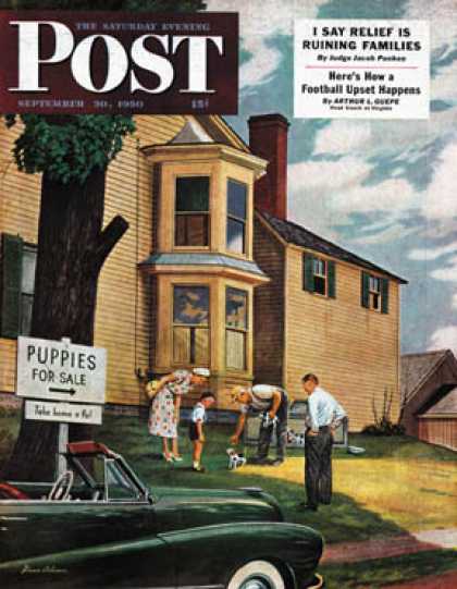 Saturday Evening Post - 1950-09-30: Picking a Puppy (Stevan Dohanos)