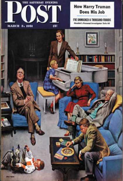 Saturday Evening Post - 1951-03-03: Home Recital (John Falter)