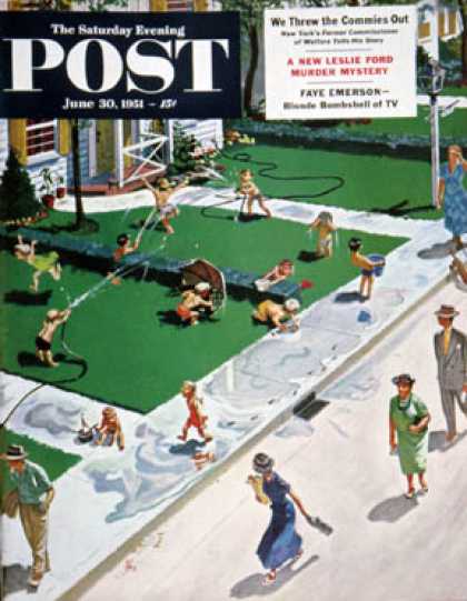 Saturday Evening Post - 1951-06-30: Water Fight (Thornton Utz)