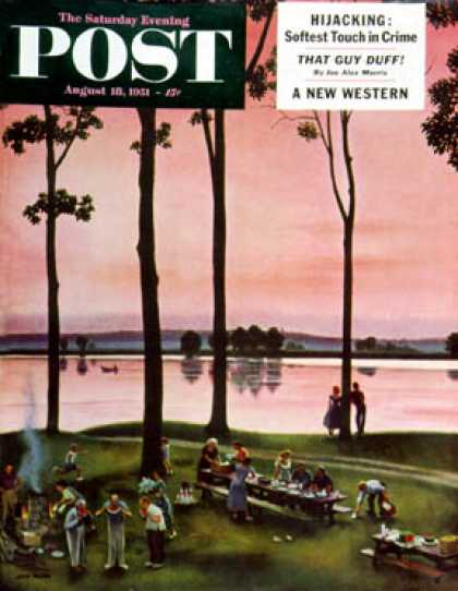 Saturday Evening Post - 1951-08-18: Evening Picnic (John Falter)