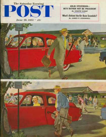 Saturday Evening Post - 1952-06-28: Coming and Going to Work (Thornton Utz)