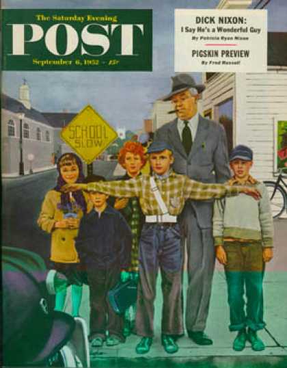 Saturday Evening Post - 1952-09-06: Crossing Guard (George Hughes)