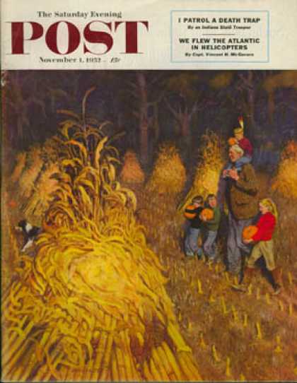 Saturday Evening Post - 1952-11-01: Bring Home Pumpkins (John Falter)