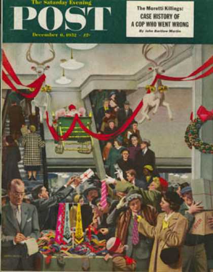 Saturday Evening Post - 1952-12-06: Department Store at Christmas (John Falter)