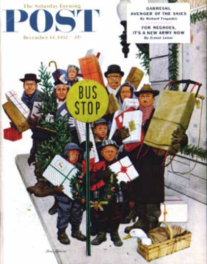 Saturday Evening Post - 1952-12-13: Bus Stop at Christmas (Stevan Dohanos)