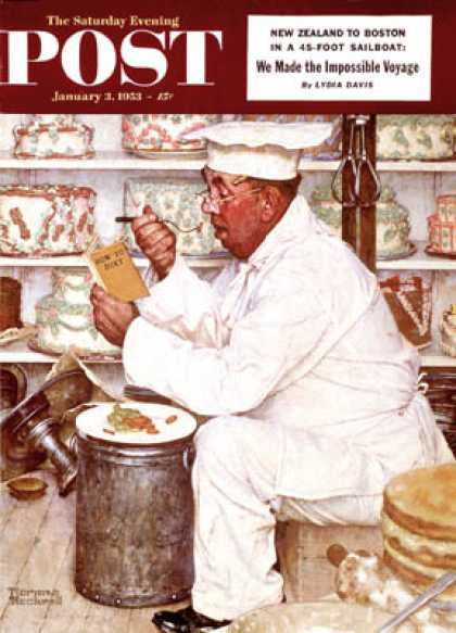 Saturday Evening Post - 1953-01-03: "Weighty Matters" (Norman Rockwell)