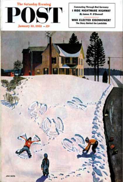 Saturday Evening Post - 1953-01-10: Snow Angels (John Falter)
