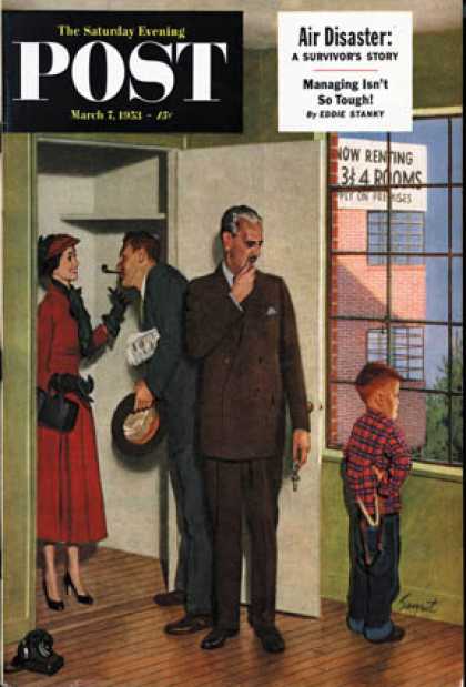 Saturday Evening Post - 1953-03-07: Worried Rental Agent (Richard Sargent)