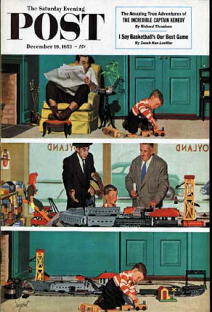 Saturday Evening Post - 1953-12-19: New Toy Train (Richard Sargent)