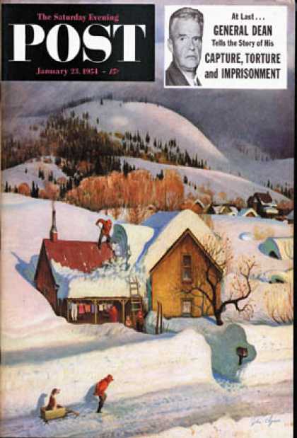 Saturday Evening Post - 1954-01-23: Deep Snow Fall (John Clymer)