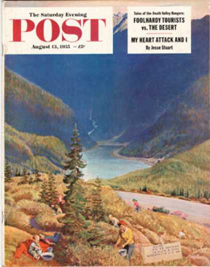 Saturday Evening Post - 1955-08-13: Blueberry Hill (John Clymer)