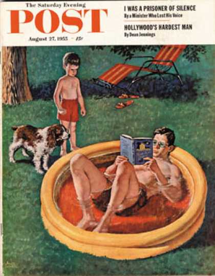 Saturday Evening Post - 1955-08-27: Wading Pool (Amos Sewell)