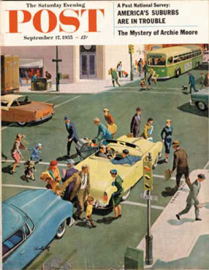 Saturday Evening Post - 1955-09-17: Blocking the Crosswalk (Thornton Utz)