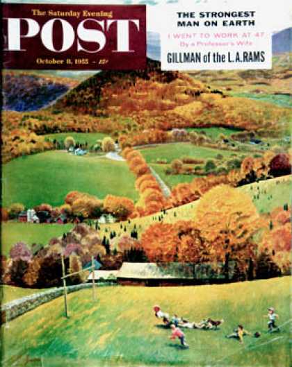 Saturday Evening Post - 1955-10-08: Football in the Country (John Clymer)